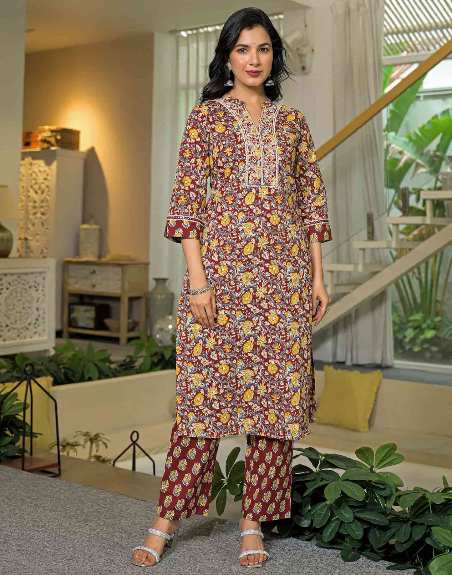 Cotton Printed Straight Kurta with Pant & Dupatta