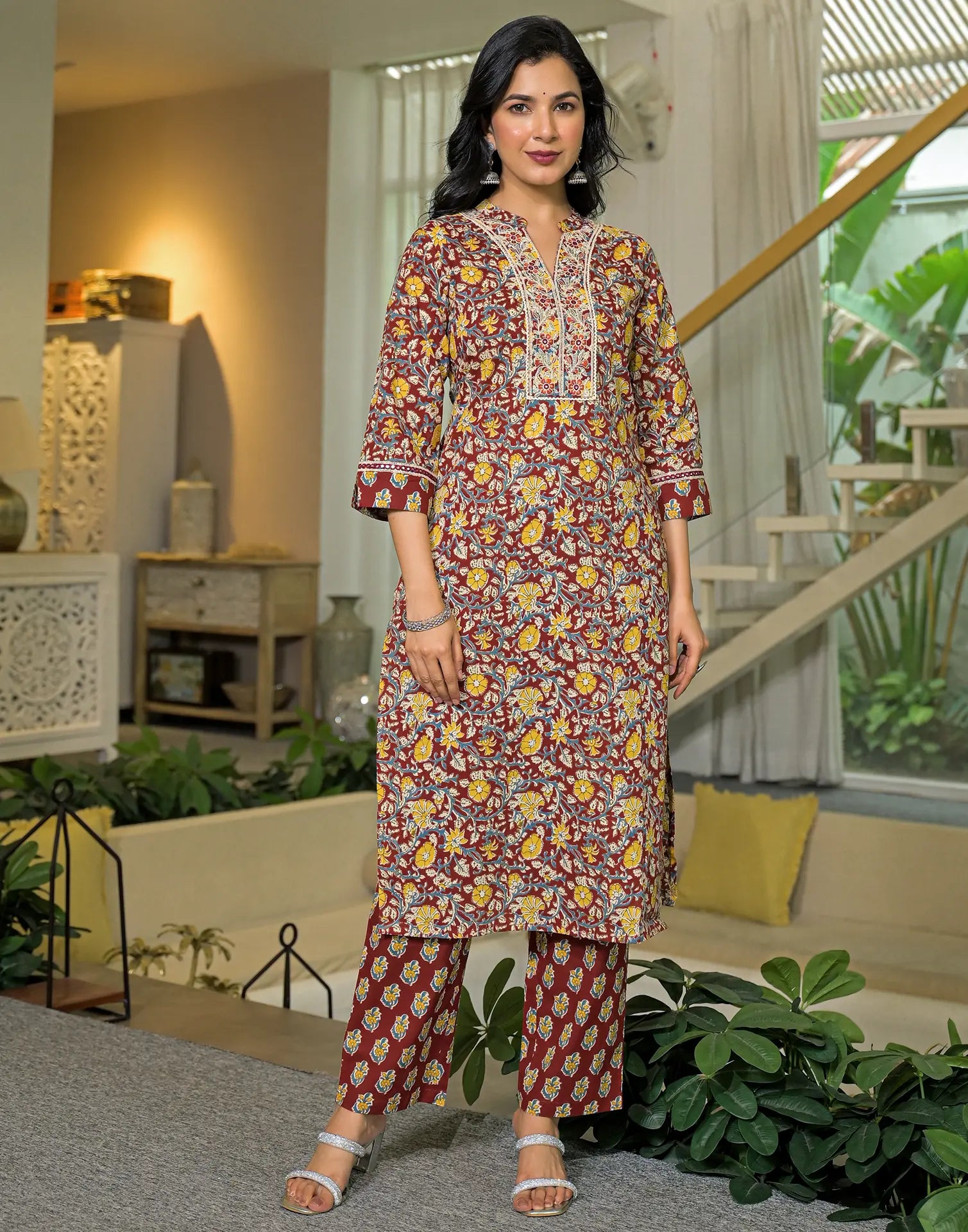 Viscose Rayon Embroidered Straight 3 Piece Kurta Set