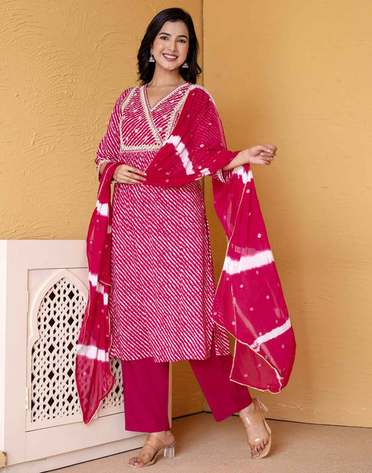 Cotton Printed Straight Kurta with Pant & Dupatta