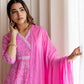 Cotton Printed Anarkali Kurta with Pant & Dupatta