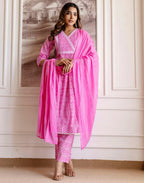 Viscose Rayon Printed A-Line 3 Piece Kurta Set
