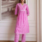 Cotton Printed Anarkali Kurta with Pant & Dupatta
