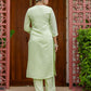 Silk Blend Embroidered Straight Kurta with Pant & Dupatta