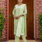 Silk Blend Embroidered Straight Kurta with Pant & Dupatta