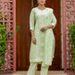 Silk Blend Embroidered Straight Kurta with Pant & Dupatta