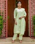 Silk Blend Embroidered Straight 3 Piece Kurta Set