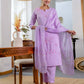 Rayon Embroidery Work and Woven Stripe Straight Kurta with Pant & Dupatta