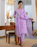 Silk Blend Embroidered Straight 3 Piece Kurta Set