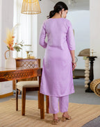 Silk Blend Embroidered Straight 3 Piece Kurta Set