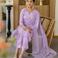Rayon Embroidery Work and Woven Stripe Straight Kurta with Pant & Dupatta
