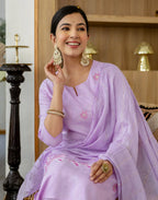 Silk Blend Embroidered Straight 3 Piece Kurta Set