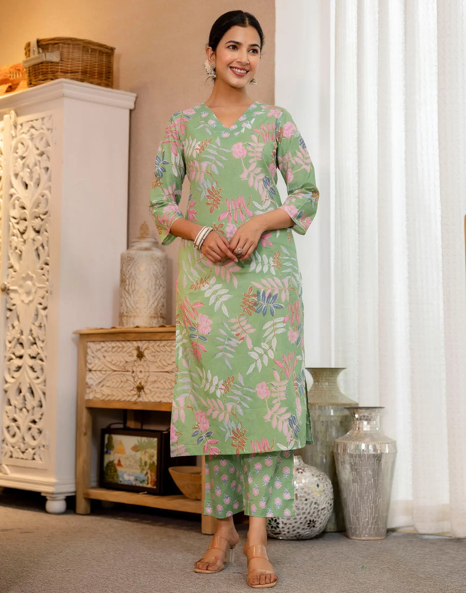 Viscose Rayon Printed Straight 3 Piece Kurta Set