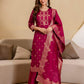 Silk Blend Woven Straight Kurta with Pant & Dupatta