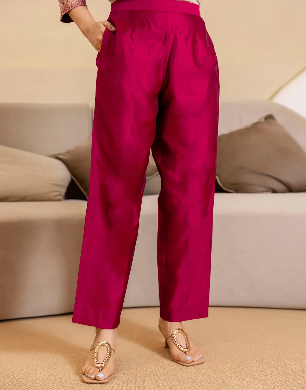 Silk Blend Woven Woven Straight 3 Piece Kurta Set
