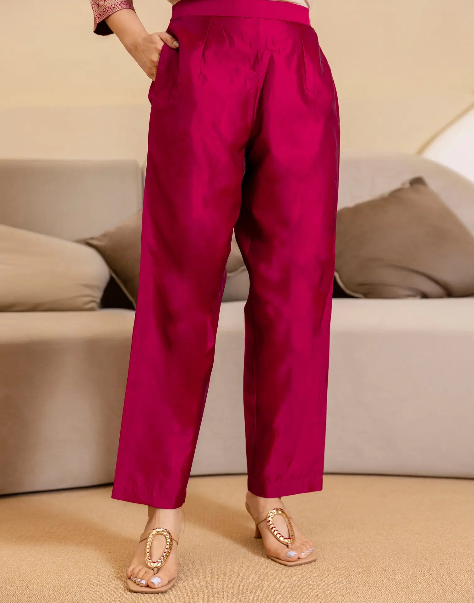 Silk Blend Woven Woven Straight 3 Piece Kurta Set