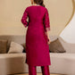 Silk Blend Woven Straight Kurta with Pant & Dupatta