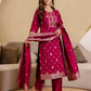 Silk Blend Woven Straight Kurta with Pant & Dupatta