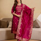 Silk Blend Woven Straight Kurta with Pant & Dupatta