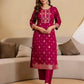 Silk Blend Woven Straight Kurta with Pant & Dupatta