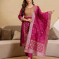 Silk Blend Woven Straight Kurta with Pant & Dupatta
