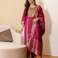 Silk Blend Woven Straight Kurta with Pant & Dupatta