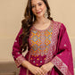 Silk Blend Woven Straight Kurta with Pant & Dupatta