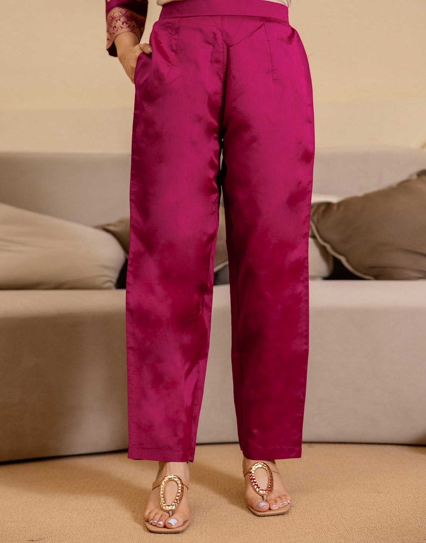 Silk Blend Woven Straight Kurta with Pant & Dupatta