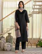 Viscose Rayon Plain Straight 3 Piece Kurta Set