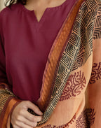 Viscose Rayon Plain Straight 3 Piece Kurta Set