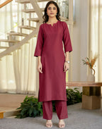 Viscose Rayon Plain Straight 3 Piece Kurta Set