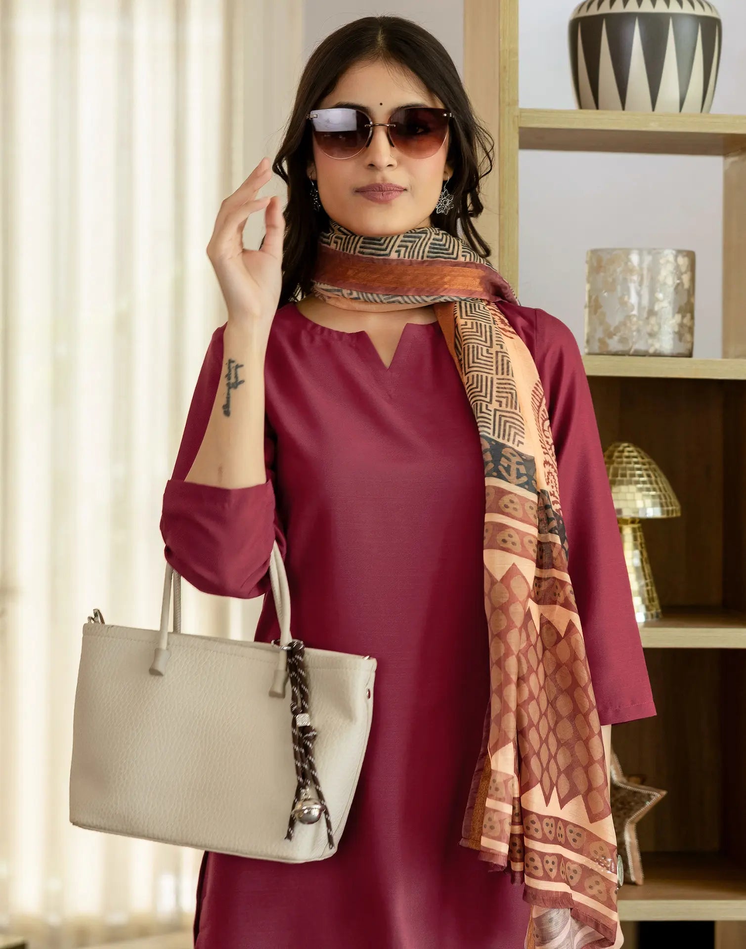 Viscose Rayon Plain Straight 3 Piece Kurta Set