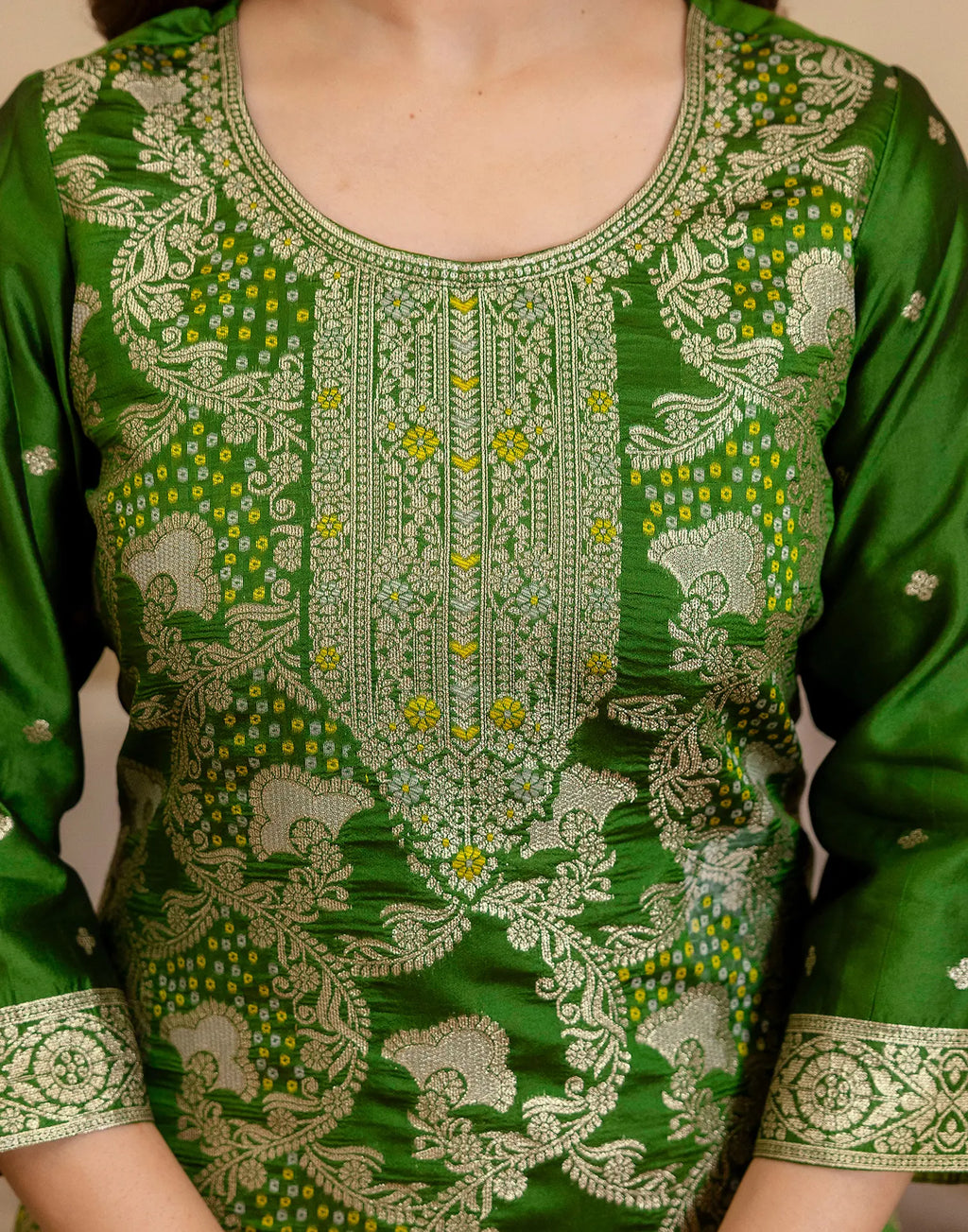 Silk Blend Woven Woven Straight 3 Piece Kurta Set