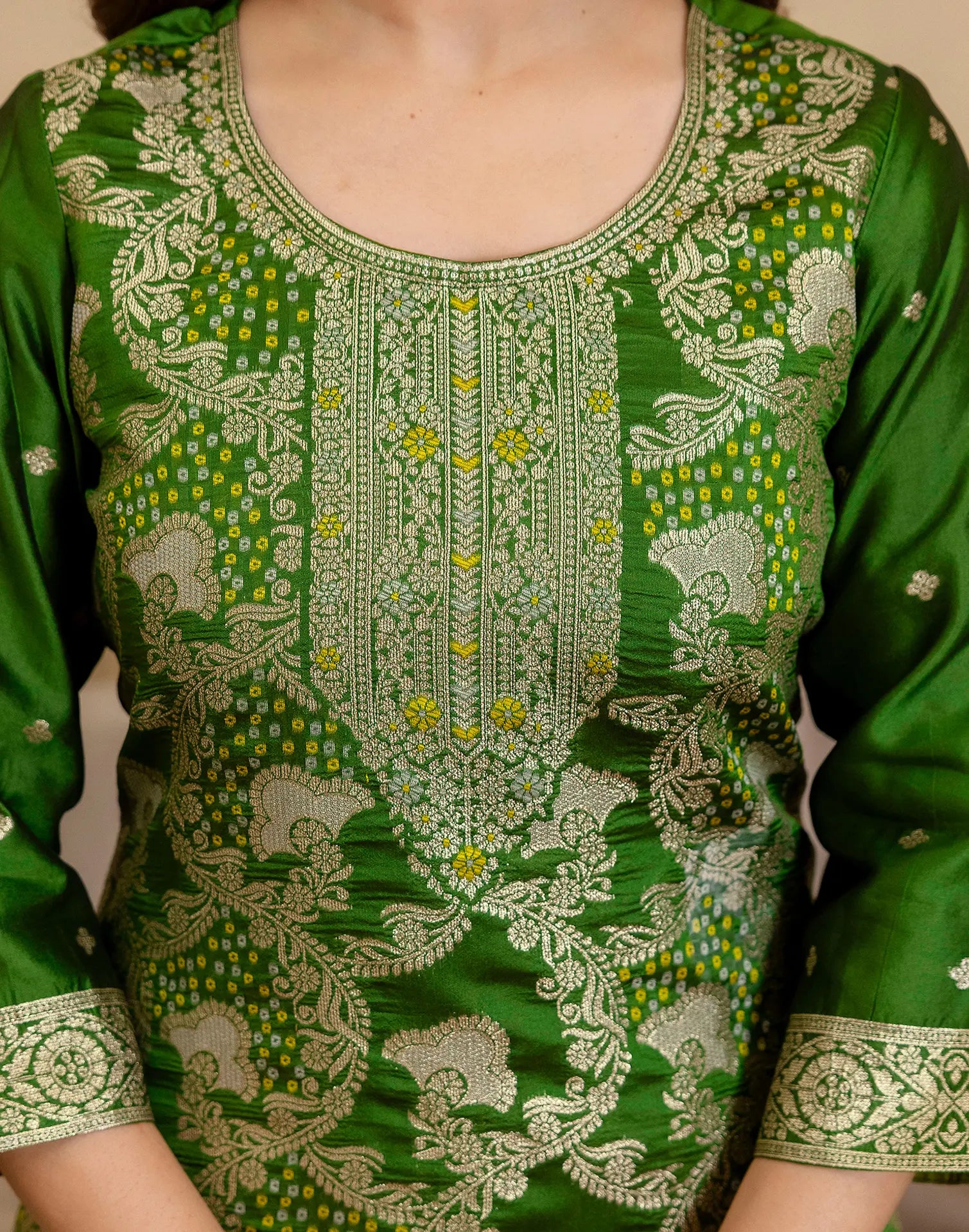 Silk Blend Woven Woven Straight 3 Piece Kurta Set