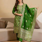 Silk Blend Woven Straight Kurta with Pant & Dupatta