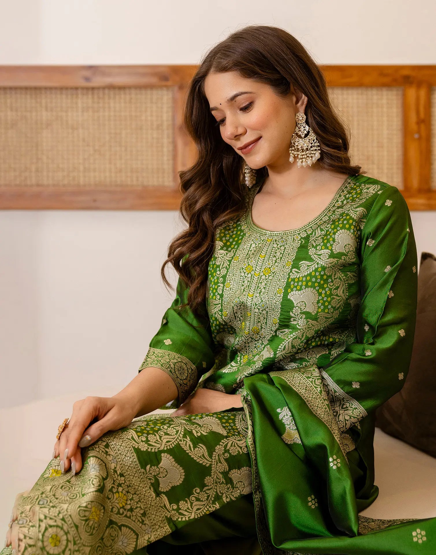 Silk Blend Woven Woven Straight 3 Piece Kurta Set