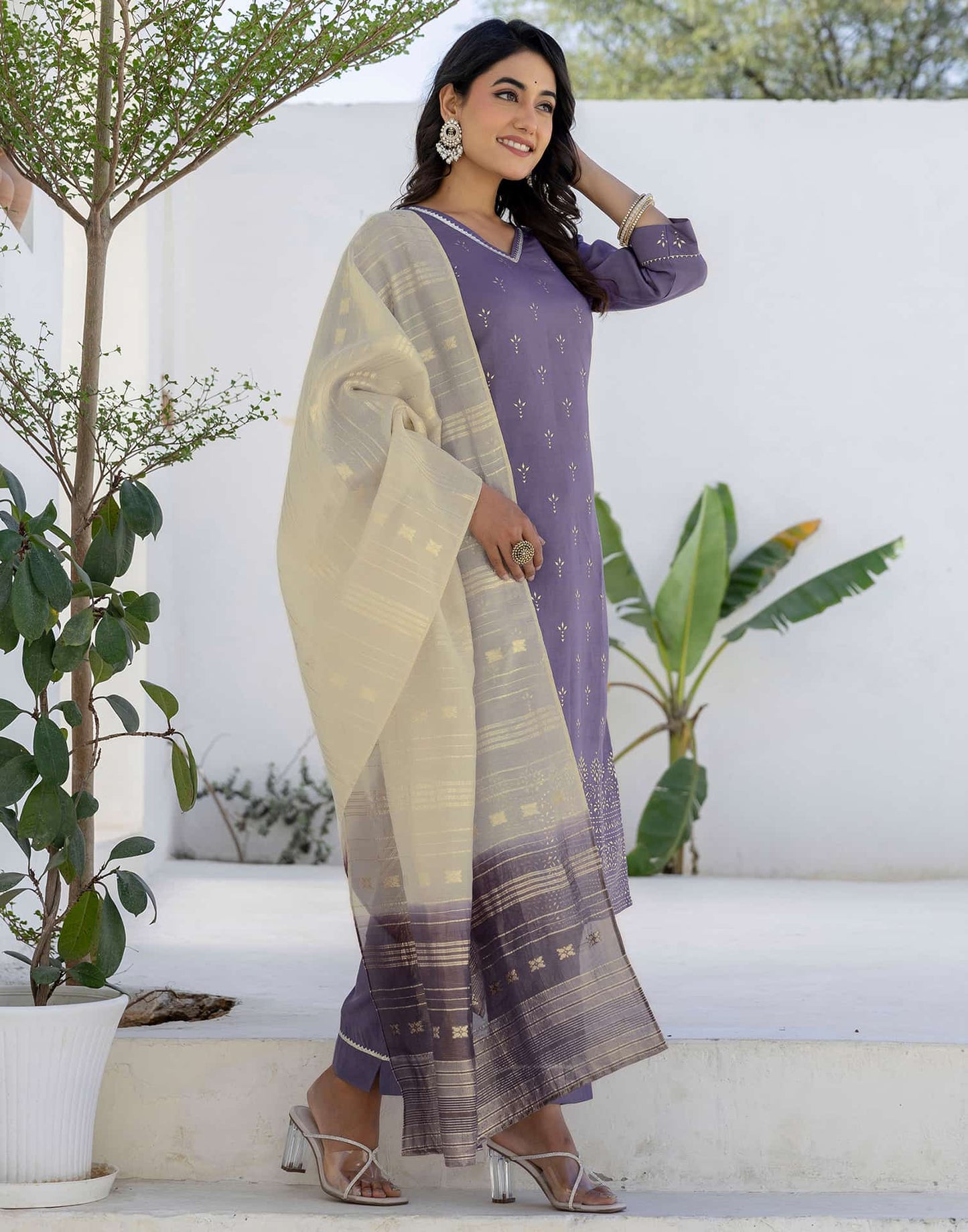 Silk Printed Straight Kurta with Pant & Dupatta