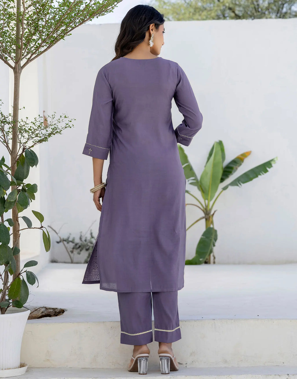 Silk Blend Foil Print Straight 3 Piece Kurta Set