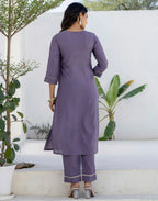 Silk Blend Foil Print Straight 3 Piece Kurta Set