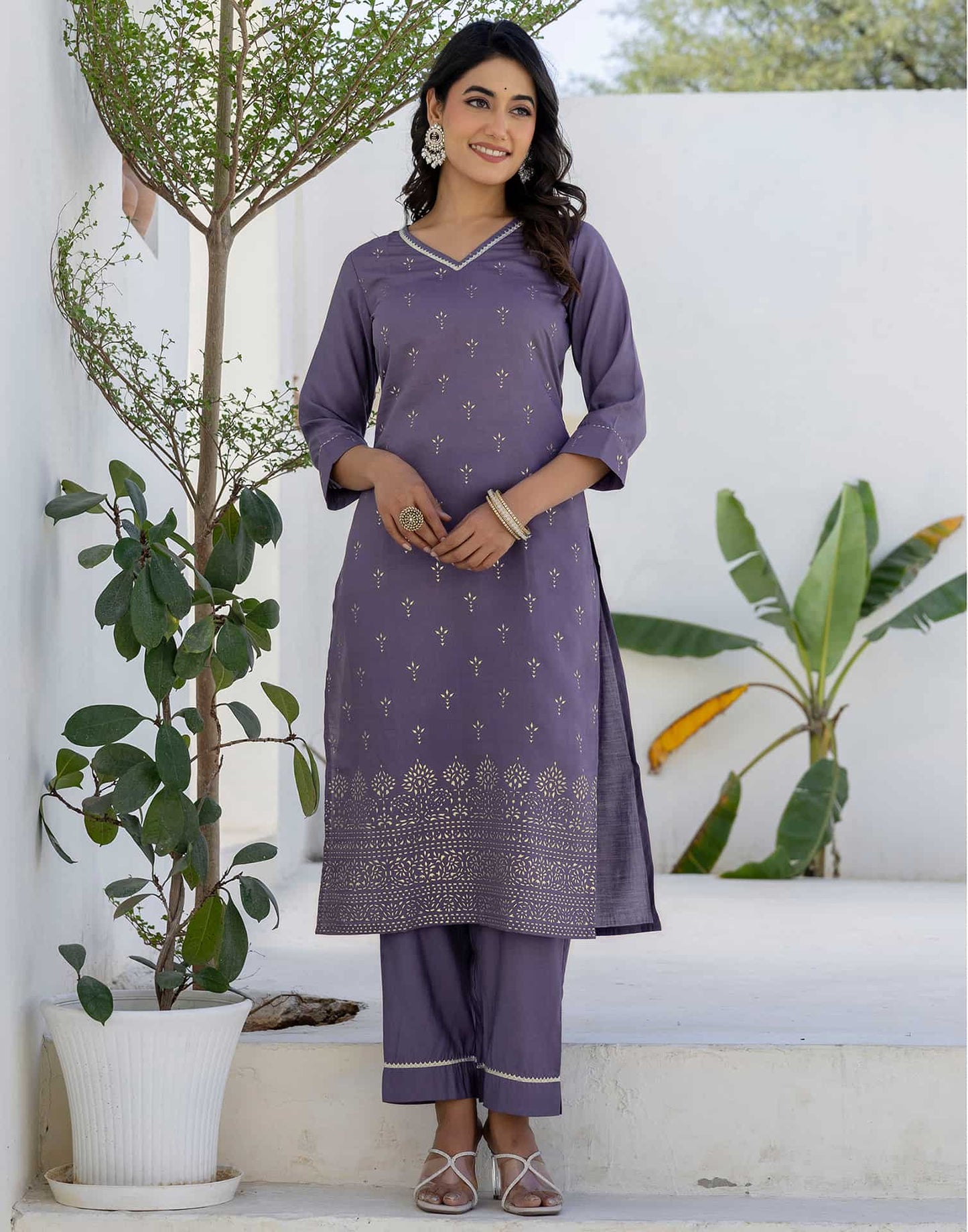 Silk Printed Straight Kurta with Pant & Dupatta