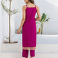 Silk Blend Foil Printed and Embroidery Lace Straight Kurta with Pant & Dupatta