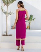 Silk Blend Foil Print Straight 3 Piece Kurta Set