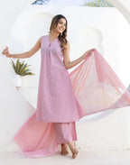 Cotton Printed A-Line 3 Piece Kurta Set