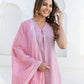 Cotton Printed A-Line Sleeveless Kurta with Pant & Dupatta