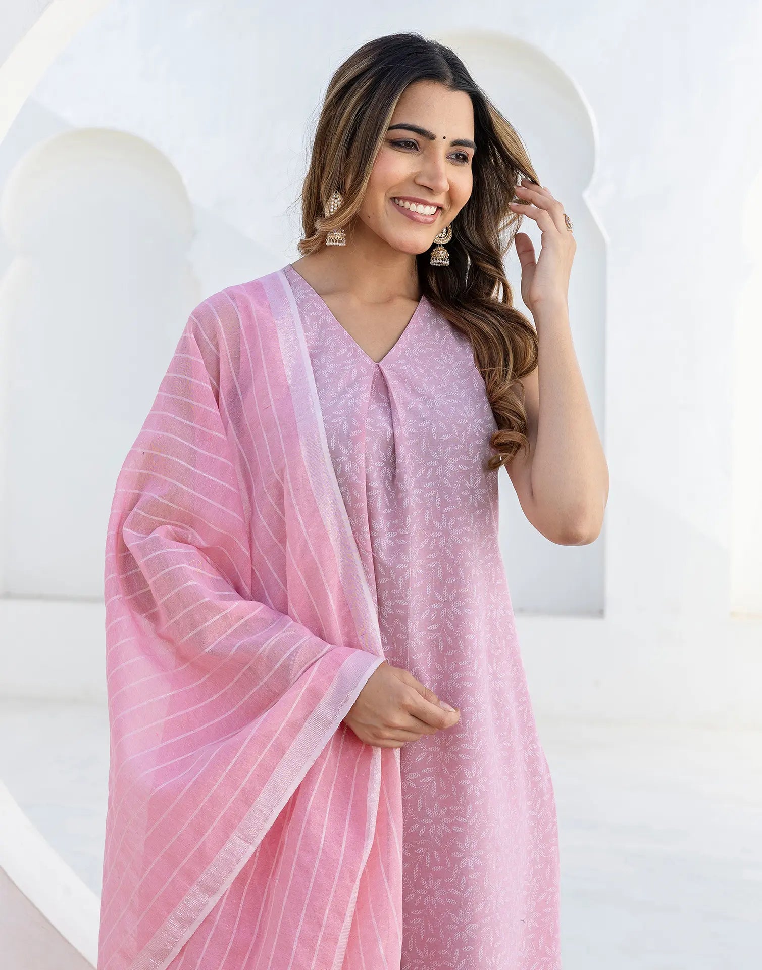Cotton Printed A-Line 3 Piece Kurta Set