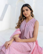 Cotton Printed A-Line 3 Piece Kurta Set