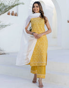 Cotton Printed Straight 3 Piece Kurta Set