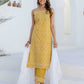 Cotton Bandhani Printed A-Line Kurta with Pant & Dupatta