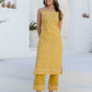 Cotton Bandhani Printed A-Line Kurta with Pant & Dupatta