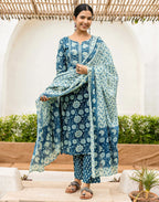 Cotton Printed Straight 3 Piece Kurta Set