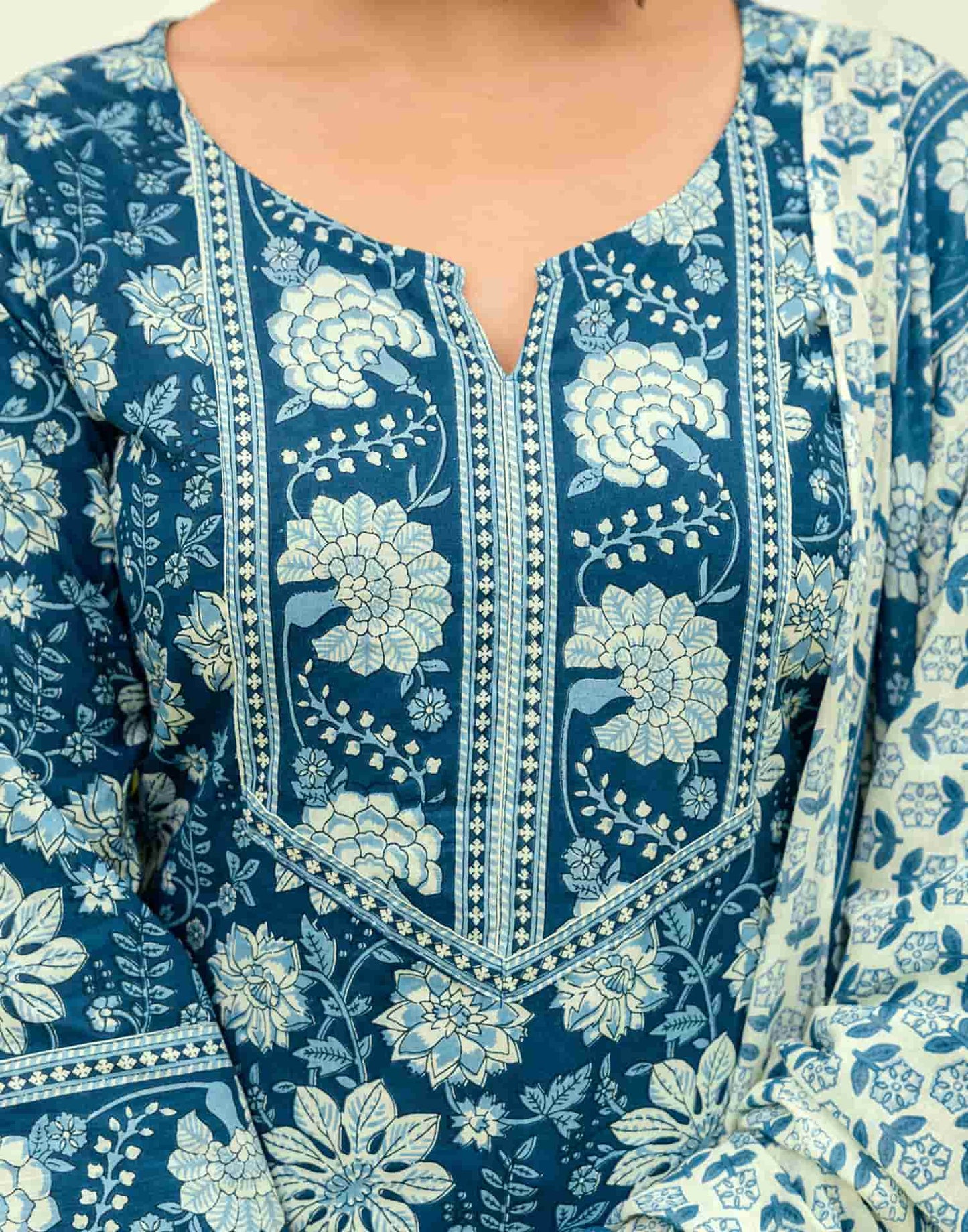 Cotton Printed Straight Kurta with Pant & Dupatta